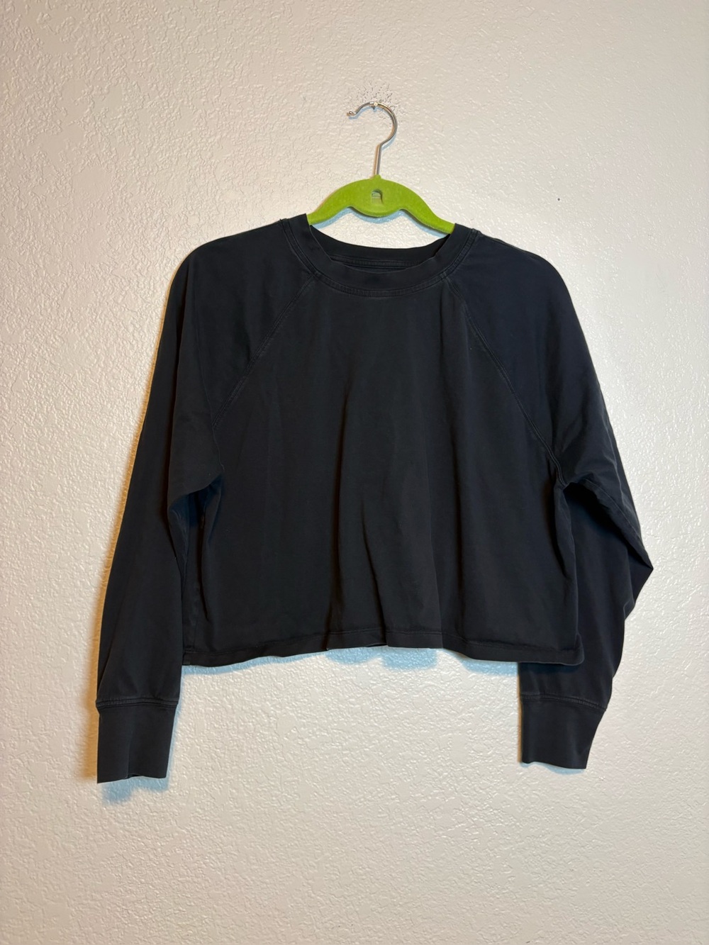 YPB Cotton Blend Long Sleeve Easy Tee - Small Black Cropped Boxy